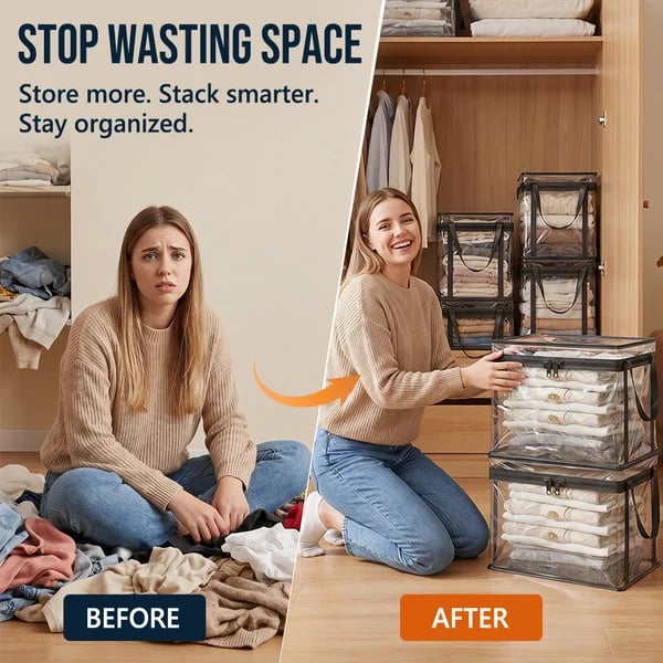 📦Large Heavy-Duty Soft Thick Plastic Clear Storage Bag for Clothes, Moving & Storage