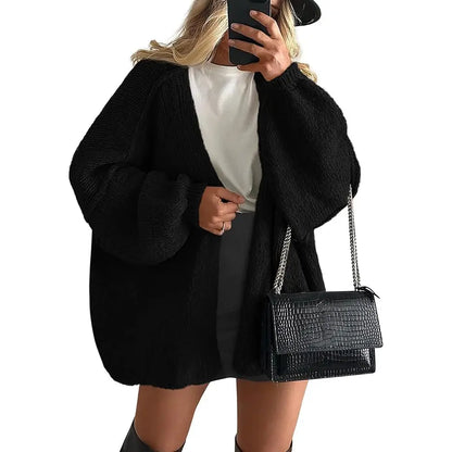 🍂 Cozy Fall Elegance | Women's Oversized Cardigan Sweater, Lightweight Long Lantern Sleeve Open-Front Knitwear Top ✨