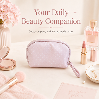 Small pink makeup bag, big organized convenience✨