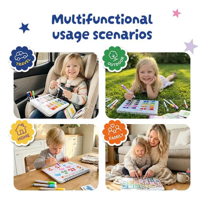📚 Quiet Travel Genius | Montessori Busy Book with 30 Interactive Learning Activities, Bilingual Erasable Toddler Fine Motor Skills Toy ✨