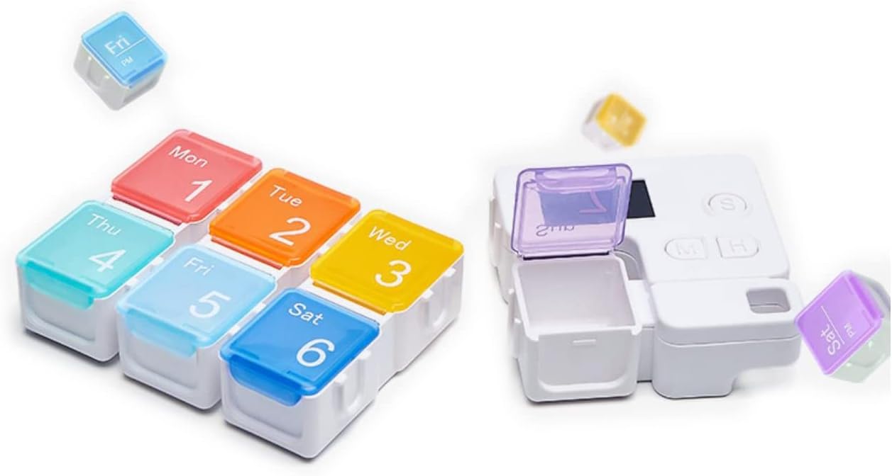 📅 Smart Wellness | 7-Day Portable Pill Box Organizer with 4-Times Daily Reminders 💊