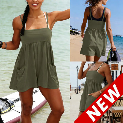 🔥 The Anti-Tight Summer Uniform: The 95% Cotton Oversized Strappy Romper That Snatches Your Vibe & Frees Your Body! ☁️✨