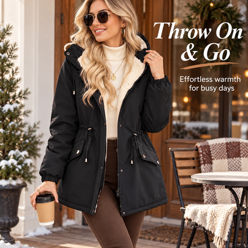 Women's Sherpa-Lined Hooded Winter Parka