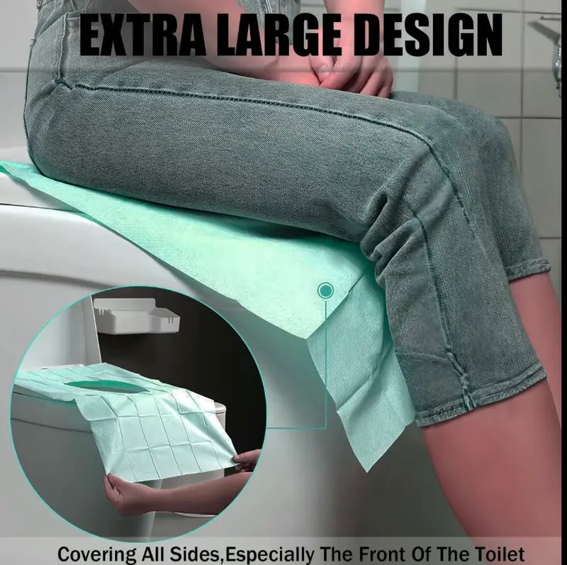 🚽 Ultimate Public Restroom Shield | Disposable Toilet Seat Covers (10/20/30 Pack, 16x24in), Extra Large Waterproof & Non-Slip Individually Wrapped Essentials ✨