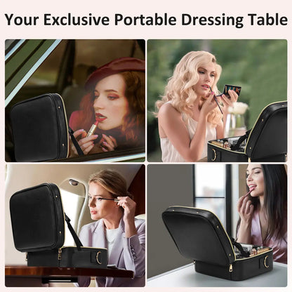 👜 Portable Makeup Case with LED Mirror