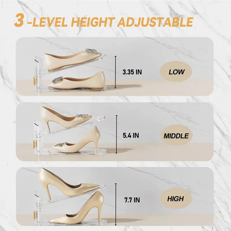 👠 Double Your Space | 2-Pack Clear Premium Shoe Slots & Stacker Organizers ✨