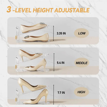 👠 Double Your Space | 2-Pack Clear Premium Shoe Slots & Stacker Organizers ✨