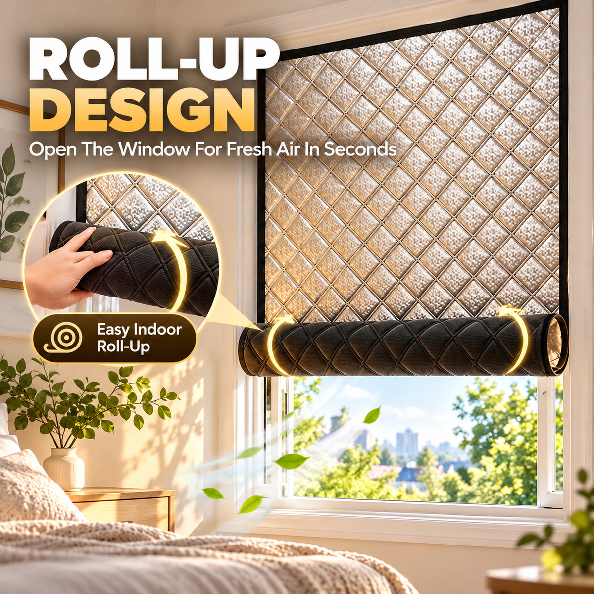 Insulated Blackout Window Cover – Roll-Up Privacy Shade