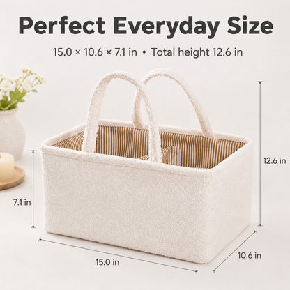 Short Plush Hand-Held Storage Basket