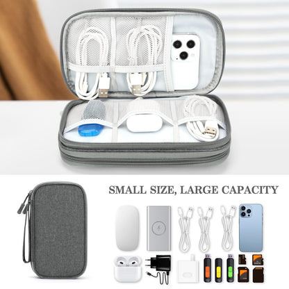 🔌 Master Your Cable Chaos | Double-Layer Electronic Travel Organiser, Waterproof Electronics Accessories Carry Bag for Cables, Charger & Phone ✨