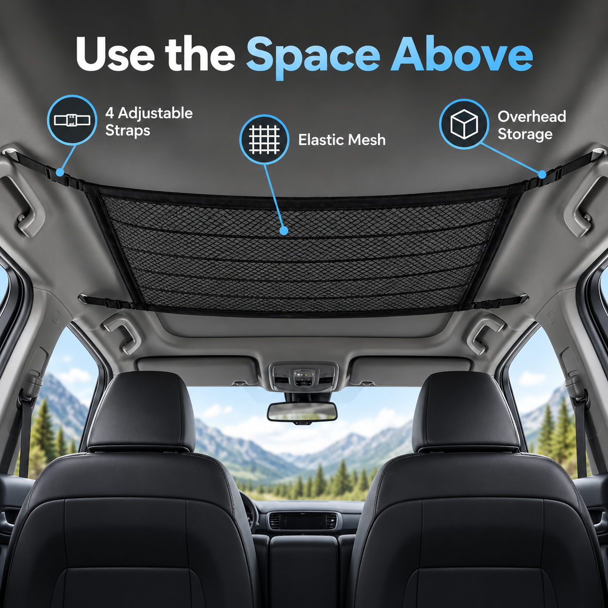 🚗 Car Ceiling Cargo Net | Hidden Roof Storage Organizer