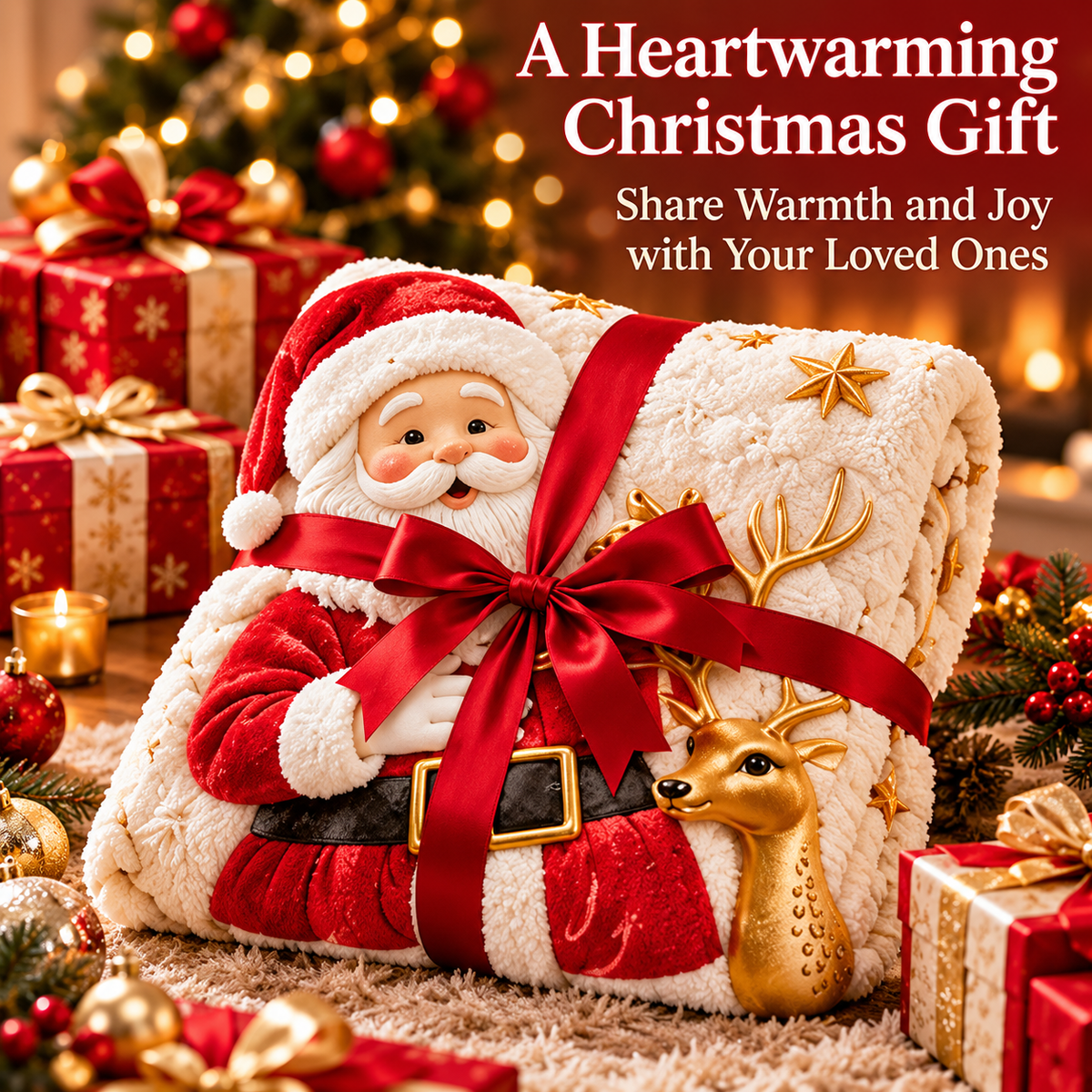 Cozy Christmas Sherpa Throw Blanket