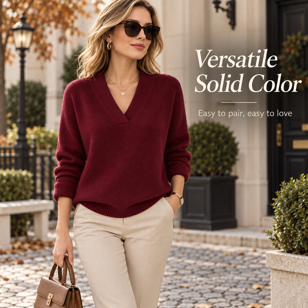 Women's Elegant Layered V-Neck Knit Sweater
