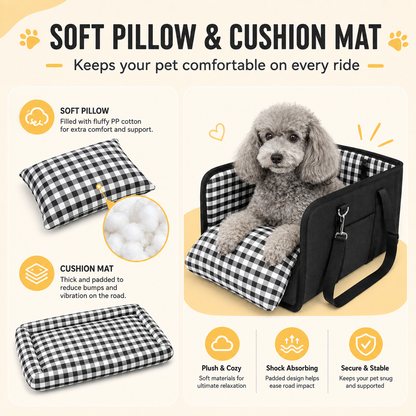 Console dog car seat with armrests