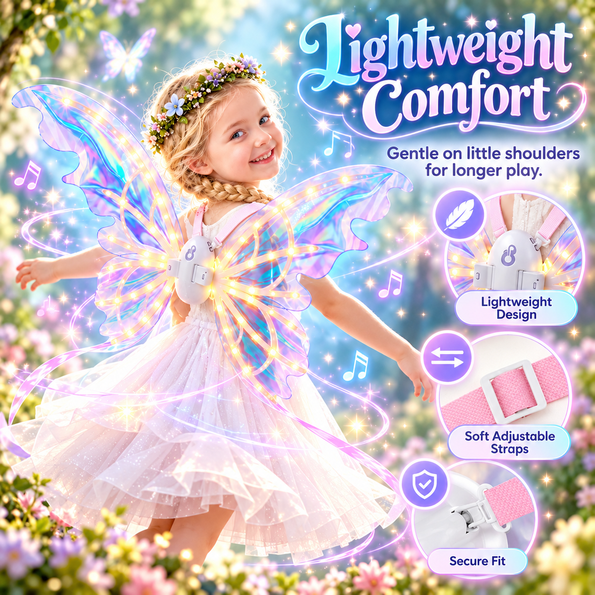 Kids’ Light-Up Moving Butterfly Wings with Music