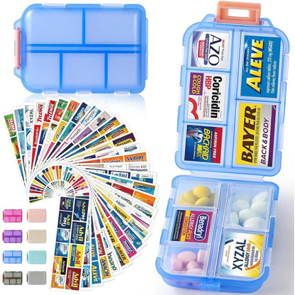 💊 Travel Pill Organizer with 200 Labels | 10 Compartments ✈️