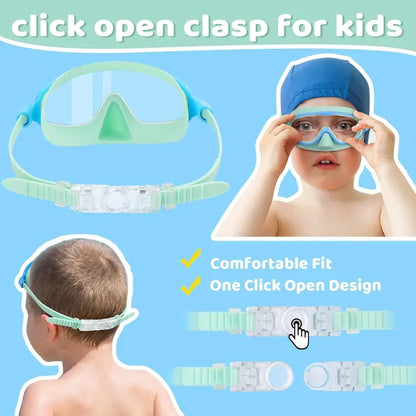 （1-Pack）🔥 Adios, Water-in-Nose Panic! The Ultimate 2-in-1 Kids Swim Goggles with Integrated Nose Cover That Protects Their Summer Joy! 🌊🥈