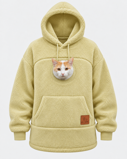 Oversized Sherpa Hoodie with Built-In Pet Pouch
