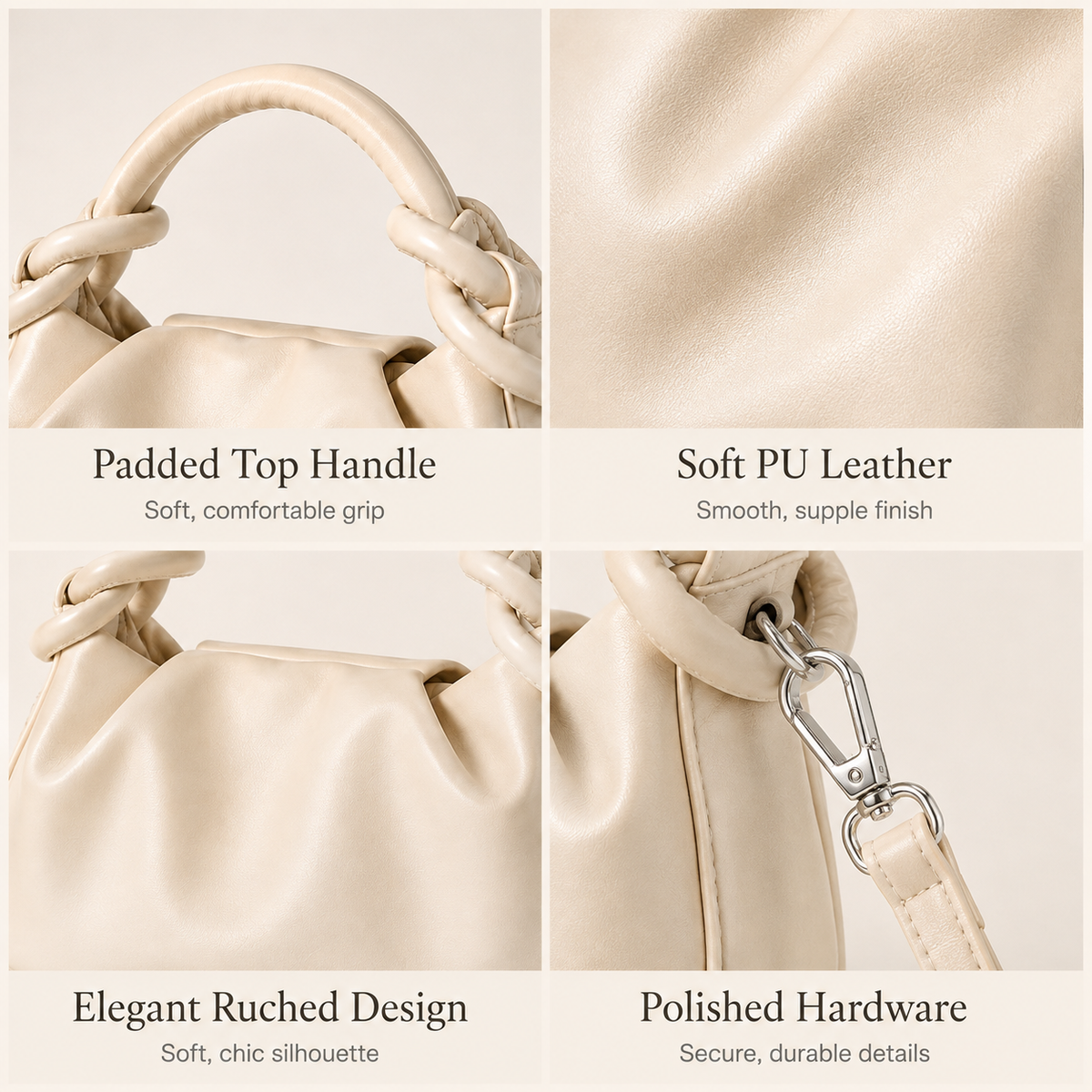Ruched Handbag — Soft, Chic & Effortless