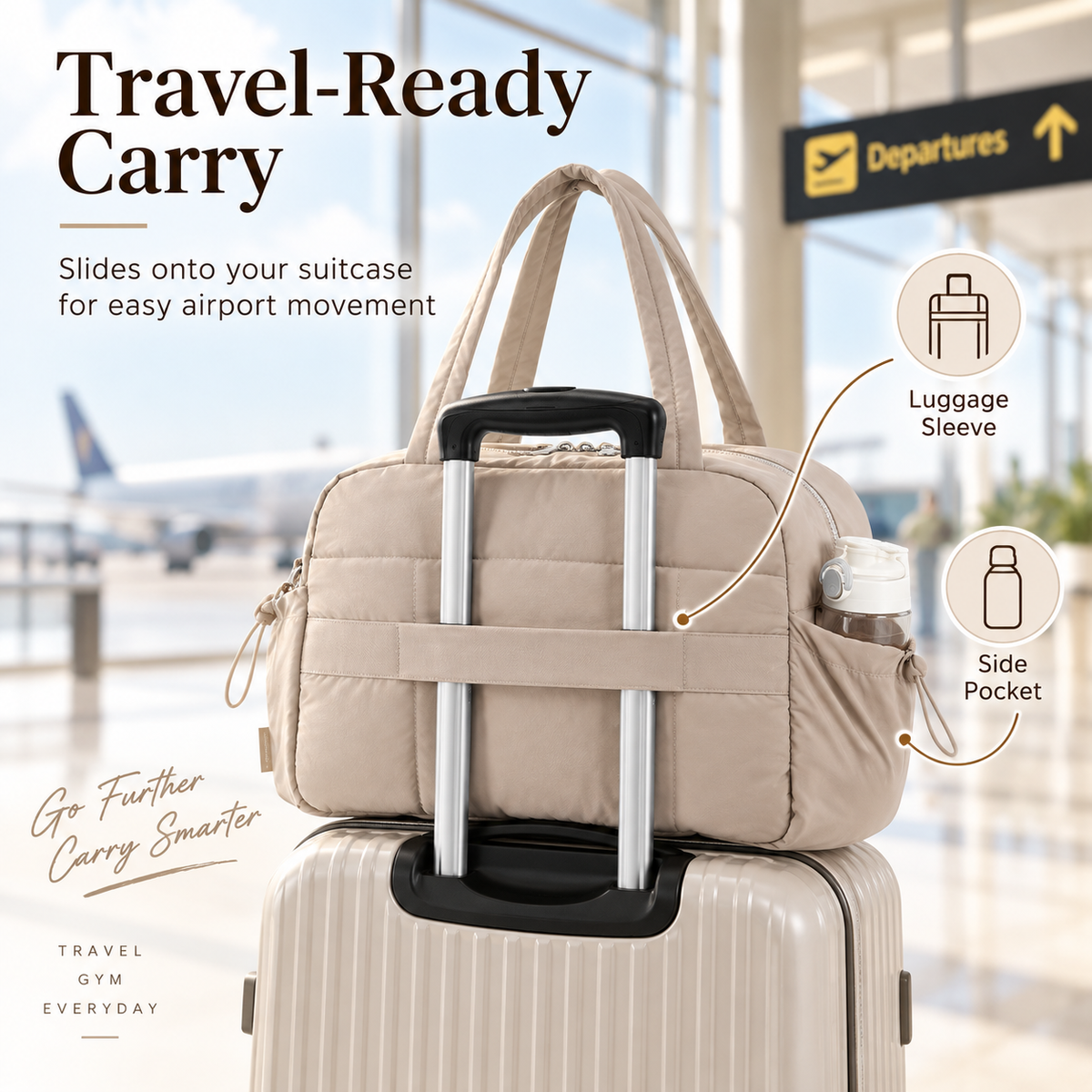 Large Capacity Travel Tote Bag with Wet & Dry Compartment