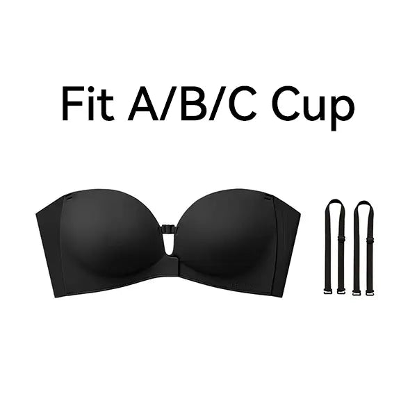 👙 Anti-Slip Security | Women's Strapless Front Closure Push-Up Lift Bra with Wireless Support ✨