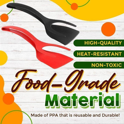 🍳 Flip with Ease | 2-in-1 Multi-Functional Kitchen Spatula Tongs with Food-Grade Silicone Tips 🥩