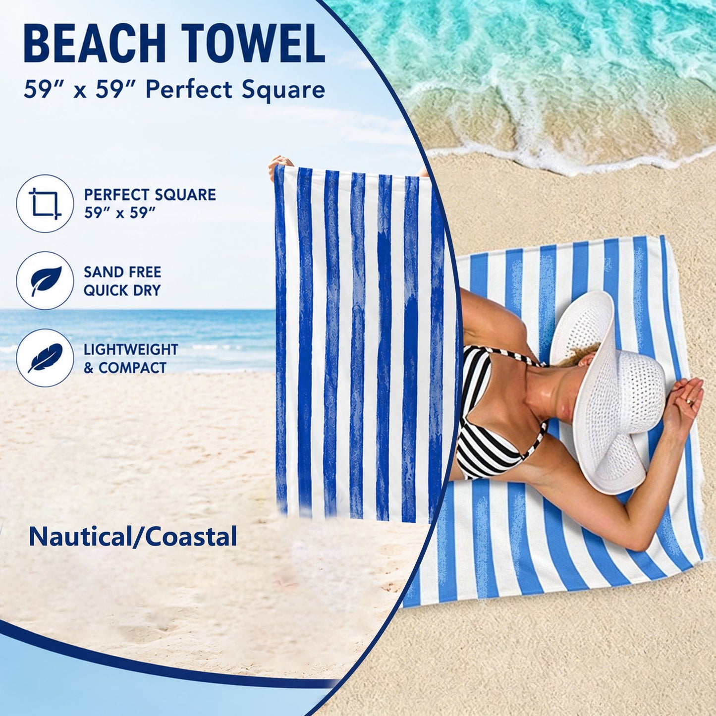 🌊 Quick-Drying Microfiber Beach Towel – Ultra-Light Sand-Free Travel Towel Whit Beach Clip