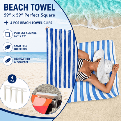 🌊 Quick-Drying Microfiber Beach Towel – Ultra-Light Sand-Free Travel Towel Whit Beach Clip