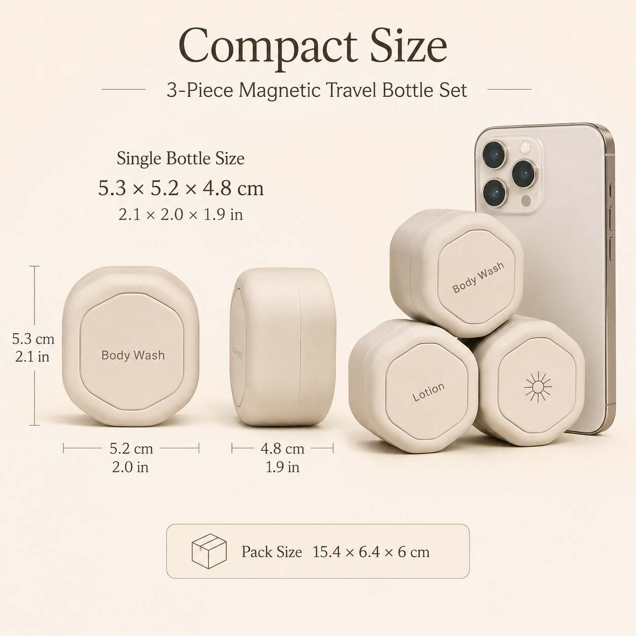 Three-Piece Portable Magnetic Travel Toilet Bottle Set
