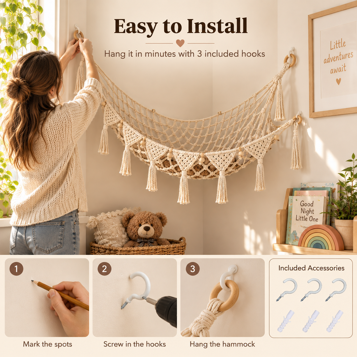 Boho Stuffed Animal Hammock – Cute Corner Storage