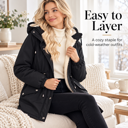 Women's Sherpa-Lined Hooded Winter Parka