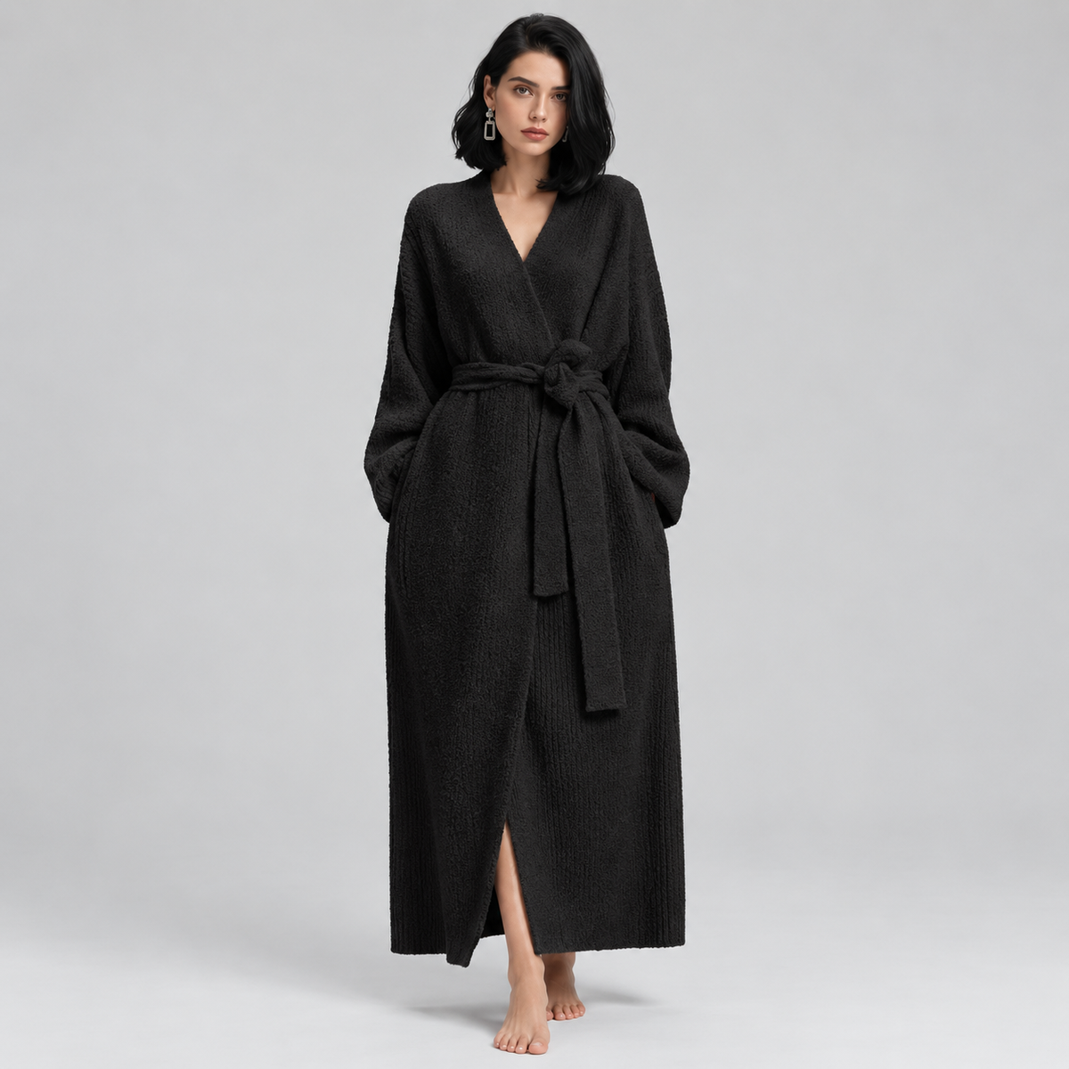 Women’s Long Plush Fleece Robe – Cozy Winter Loungewear