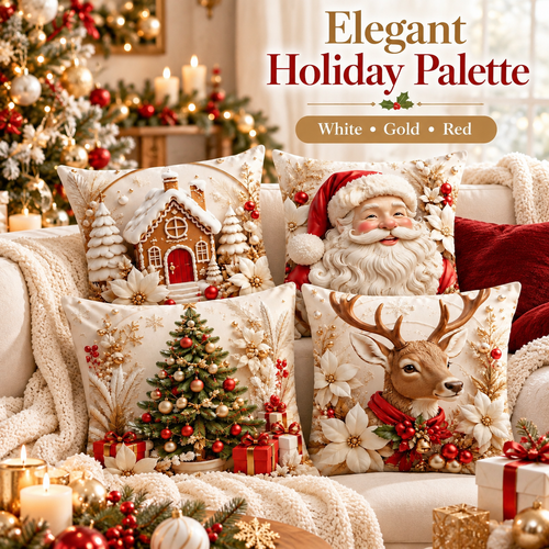 4 pack Christmas Pillow Cover Set – Easy Holiday Accent for a Festive Look