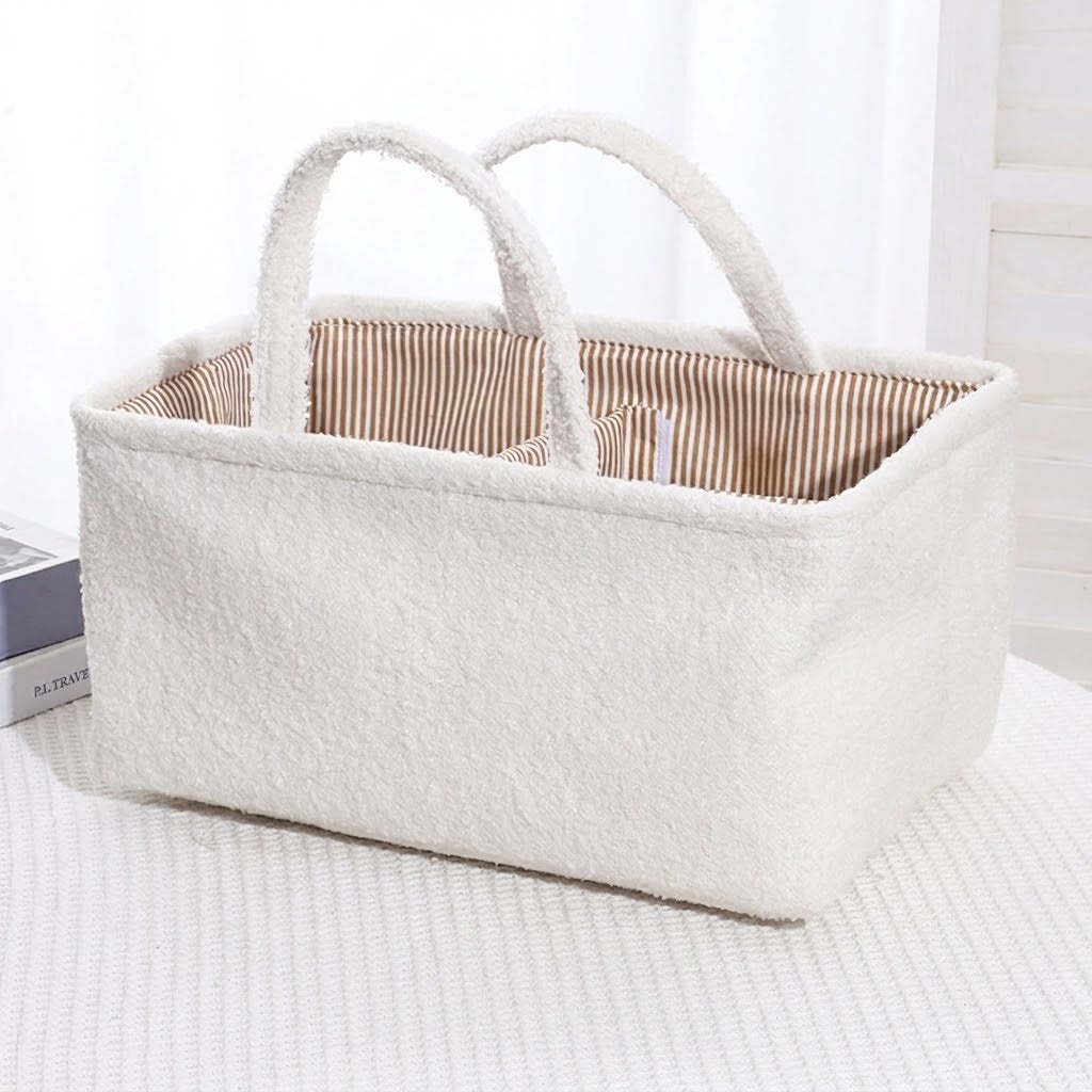 Short Plush Hand-Held Storage Basket