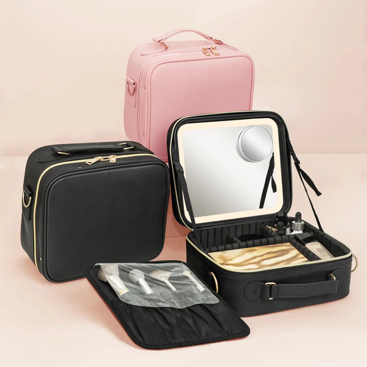 👜 Portable Makeup Case with LED Mirror