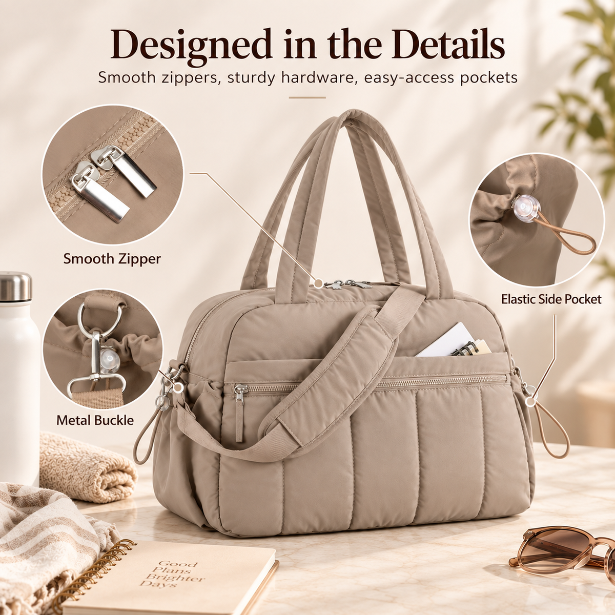 Large Capacity Travel Tote Bag with Wet & Dry Compartment