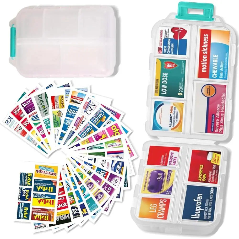 💊 Travel Pill Organizer with 200 Labels | 10 Compartments ✈️