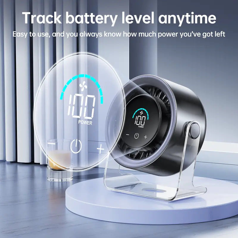 🍃 100-Speed Micro-Control | Portable Turbo Desk Fan with Digital Display 🌀