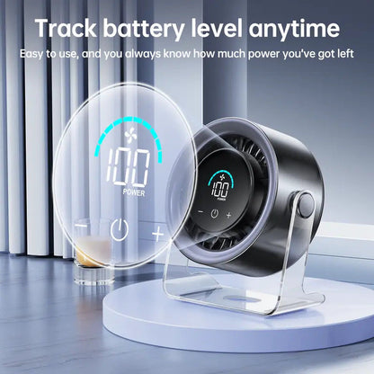 🍃 100-Speed Micro-Control | Portable Turbo Desk Fan with Digital Display 🌀