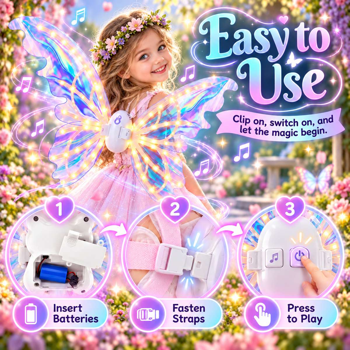 Kids’ Light-Up Moving Butterfly Wings with Music