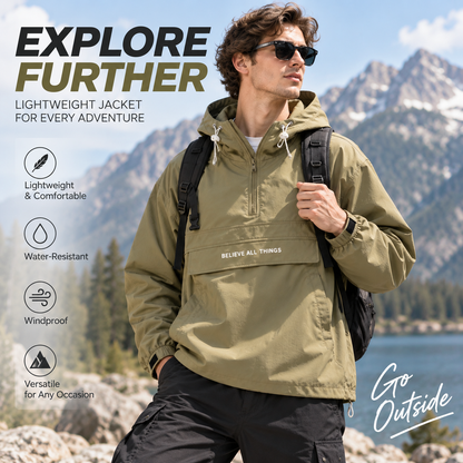 Men’s Lightweight Half-Zip Hooded Windbreaker