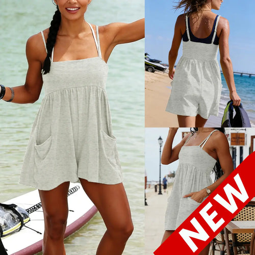 🔥 The Anti-Tight Summer Uniform: The 95% Cotton Oversized Strappy Romper That Snatches Your Vibe & Frees Your Body! ☁️✨