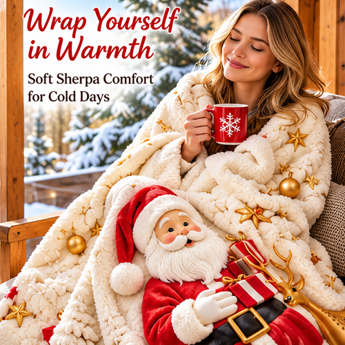 Cozy Christmas Sherpa Throw Blanket