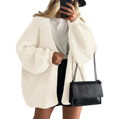 🍂 Cozy Fall Elegance | Women's Oversized Cardigan Sweater, Lightweight Long Lantern Sleeve Open-Front Knitwear Top ✨