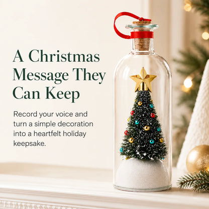 🎄 Capture Your Voice | Mr. Christmas 8" Recordable Christmas Tree Message in a Bottle with LED Light 🔔
