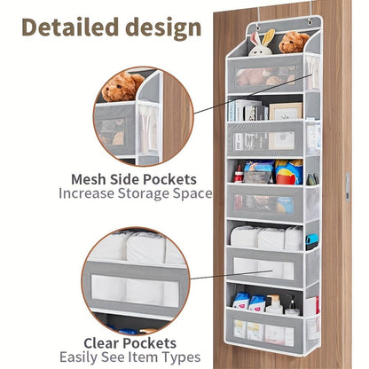 📦 Maximize Your Space | Over-the-Door 4-Tier Hanging Storage Fabric Organizer with Massive Pockets for Bedroom & Pantry 🏠