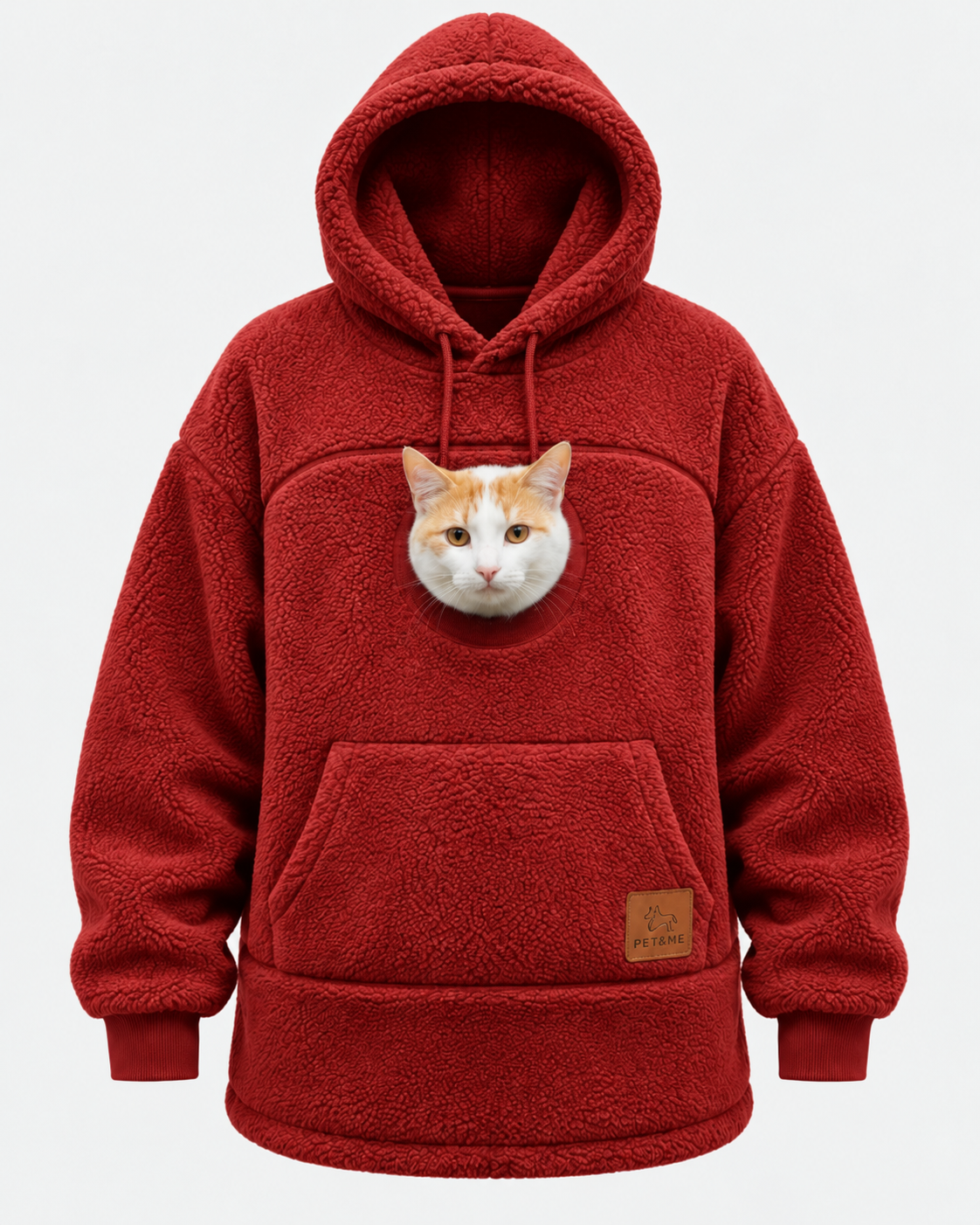 Oversized Sherpa Hoodie with Built-In Pet Pouch