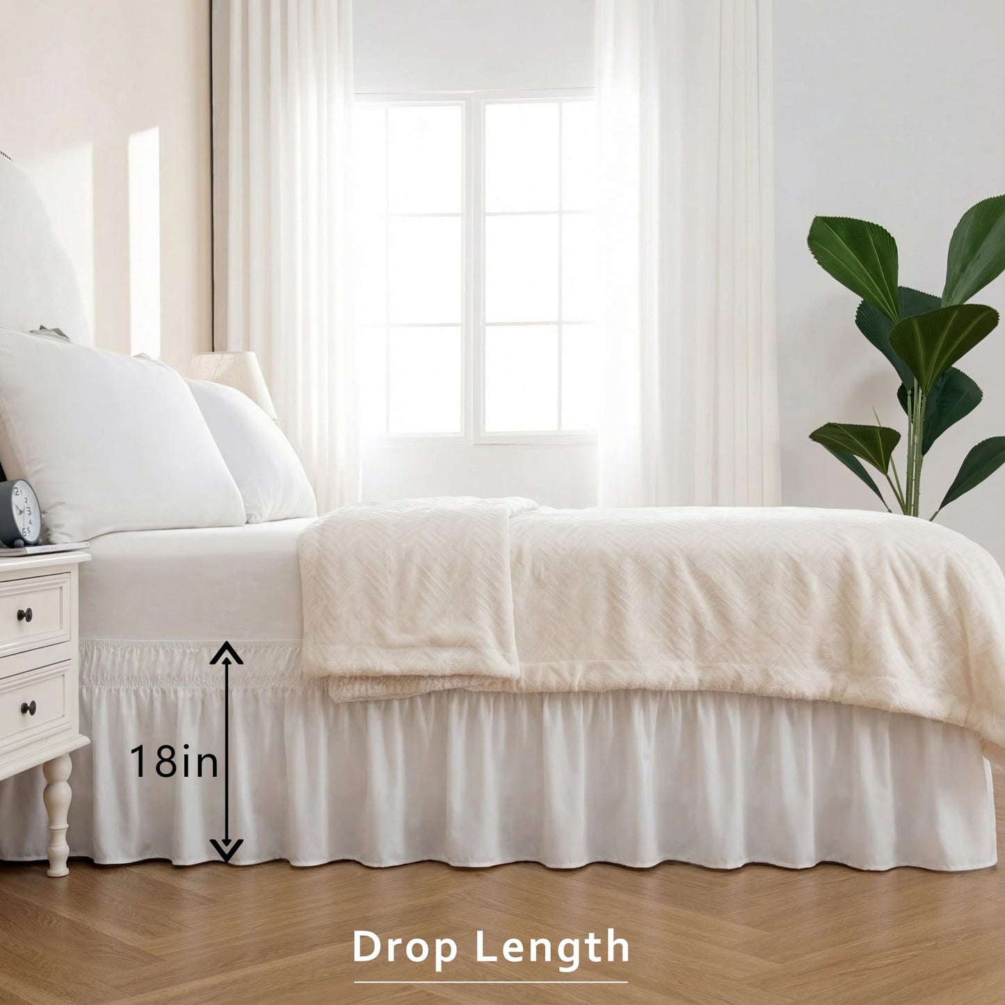🛏️ Bedroom Makeover | Wrap-Around Easy Install Double Ruffle Elastic Band Bed Skirt ✨