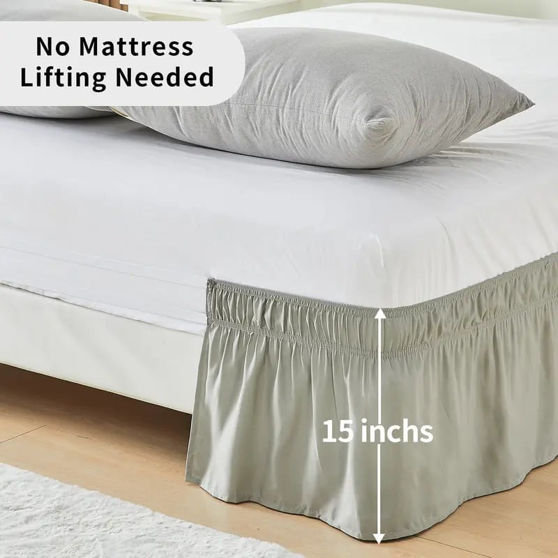 🛏️ Bedroom Makeover | Wrap-Around Easy Install Double Ruffle Elastic Band Bed Skirt ✨