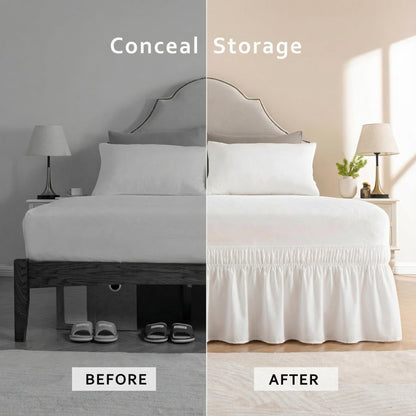 🛏️ Bedroom Makeover | Wrap-Around Easy Install Double Ruffle Elastic Band Bed Skirt ✨